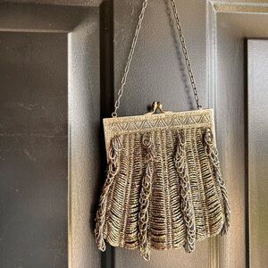 Vintage-Inspired Beaded Evening Bag Art Deco Silver Plate 1900-1920